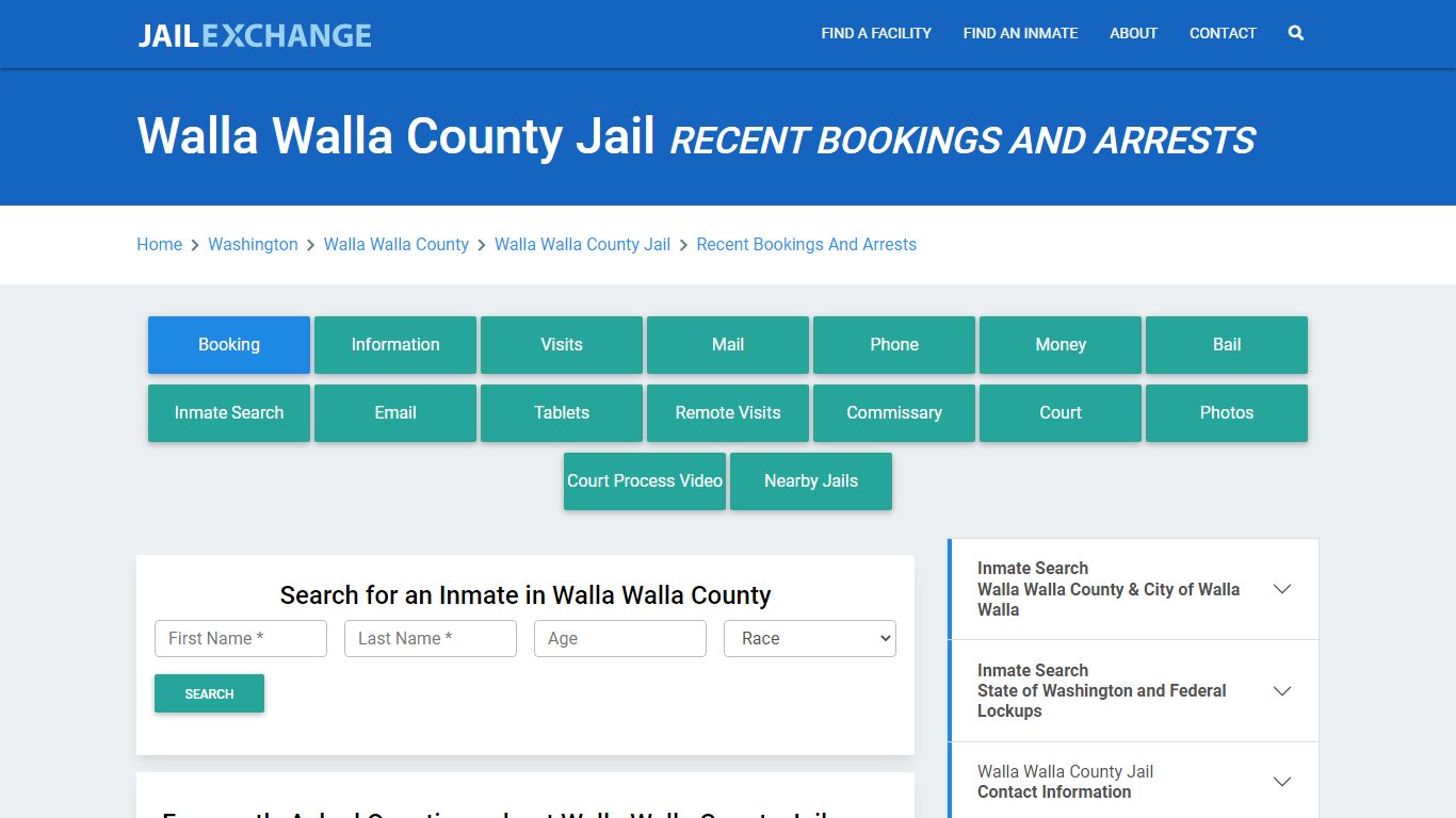 Walla Walla County Jail Recent Bookings And Arrests - Jail Exchange