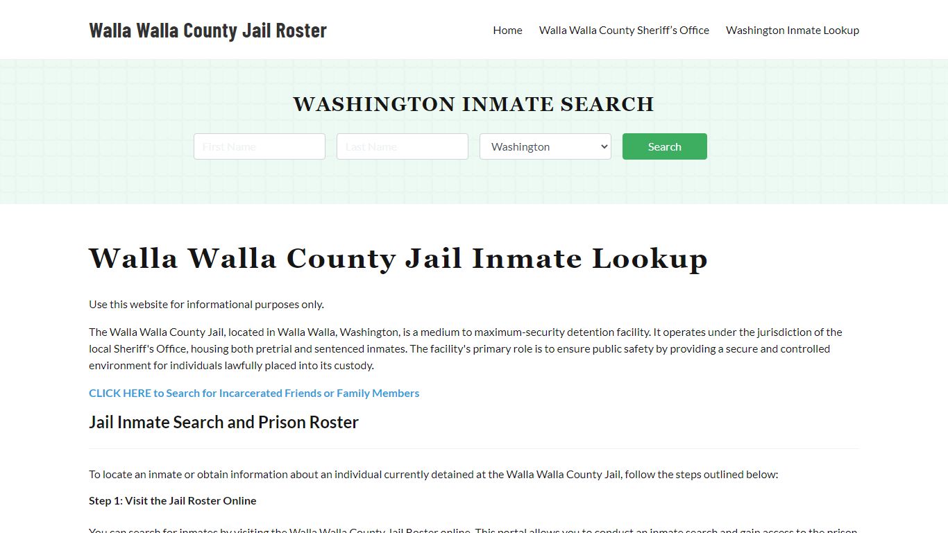 Walla Walla County Jail Roster Lookup, WA, Inmate Search